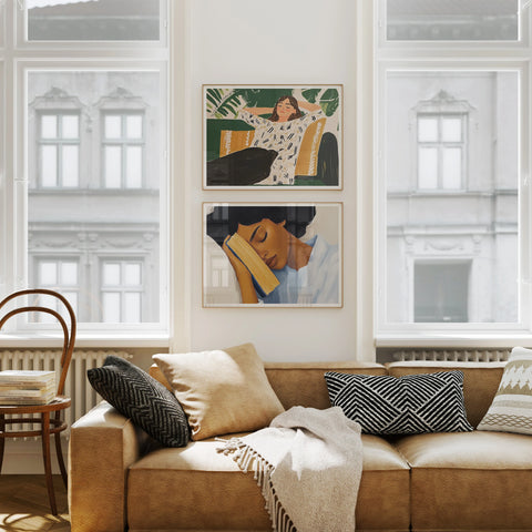 Set of 4 Wood Frame Mockups in Living Room - 3x4 Ratio - preview 2