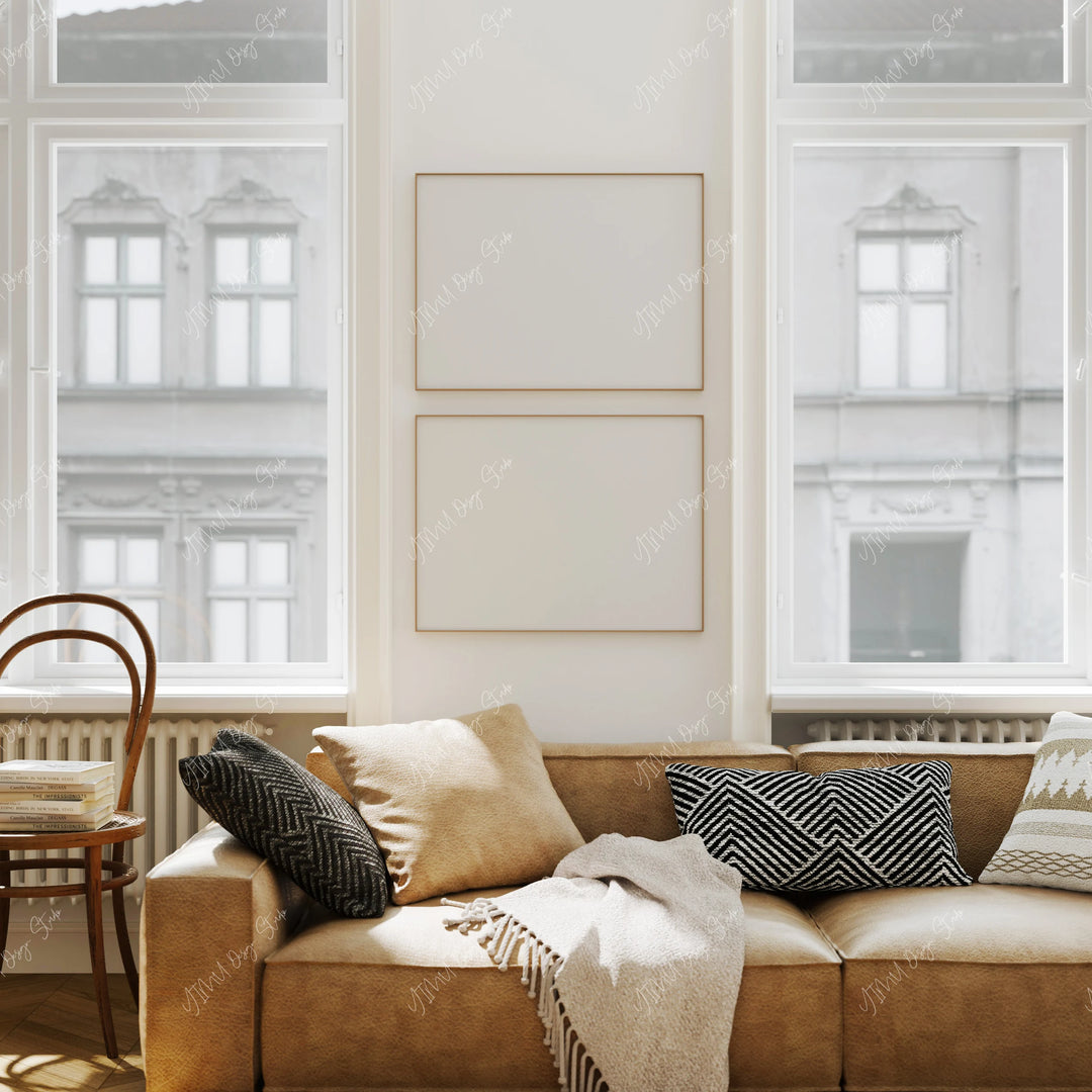 Set of 4 Wood Frame Mockups in Living Room - 3x4 Ratio - preview 5