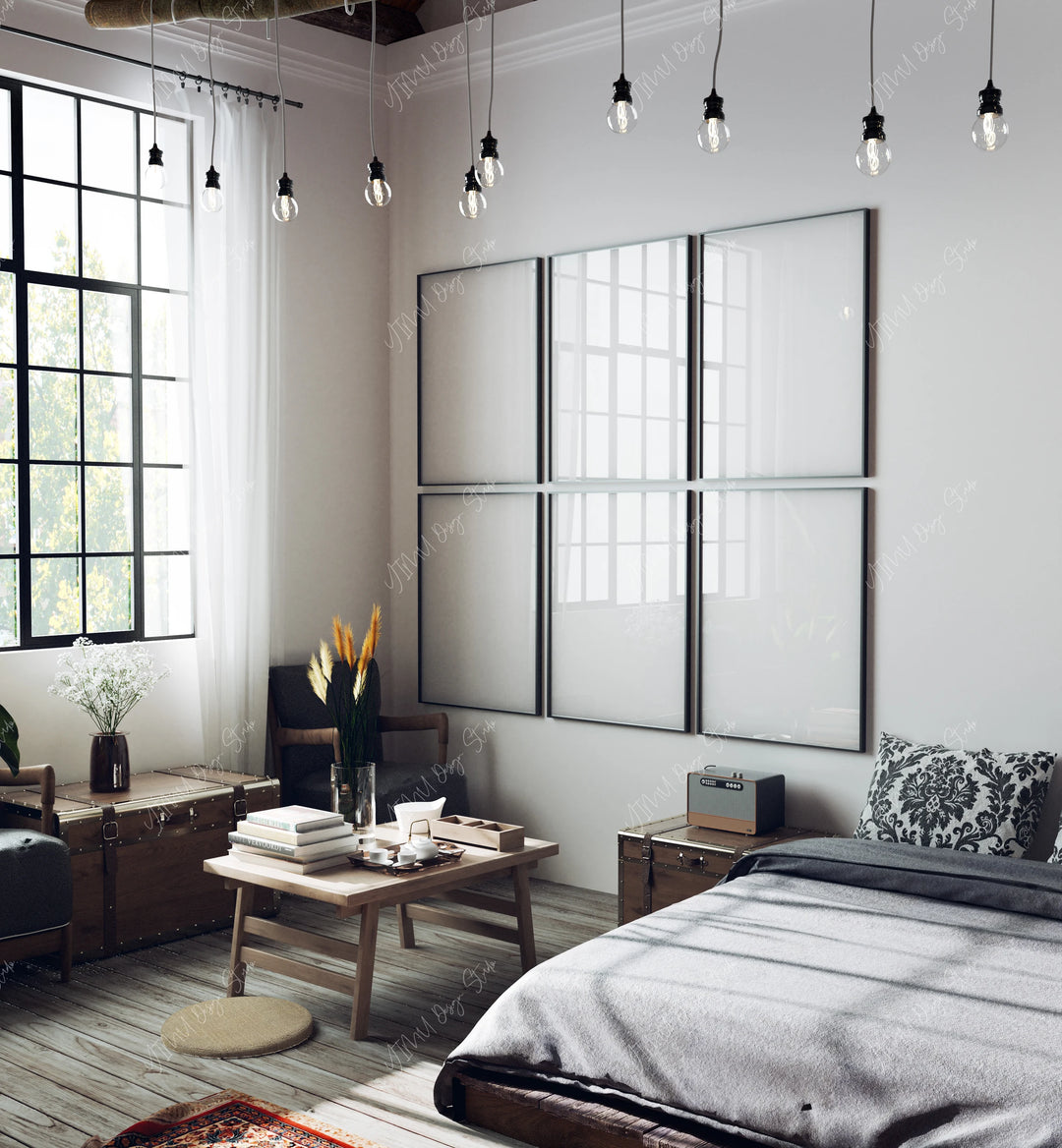 Set of 6 Black Gallery Frame Mockups - 3x4 Ratio - preview 4