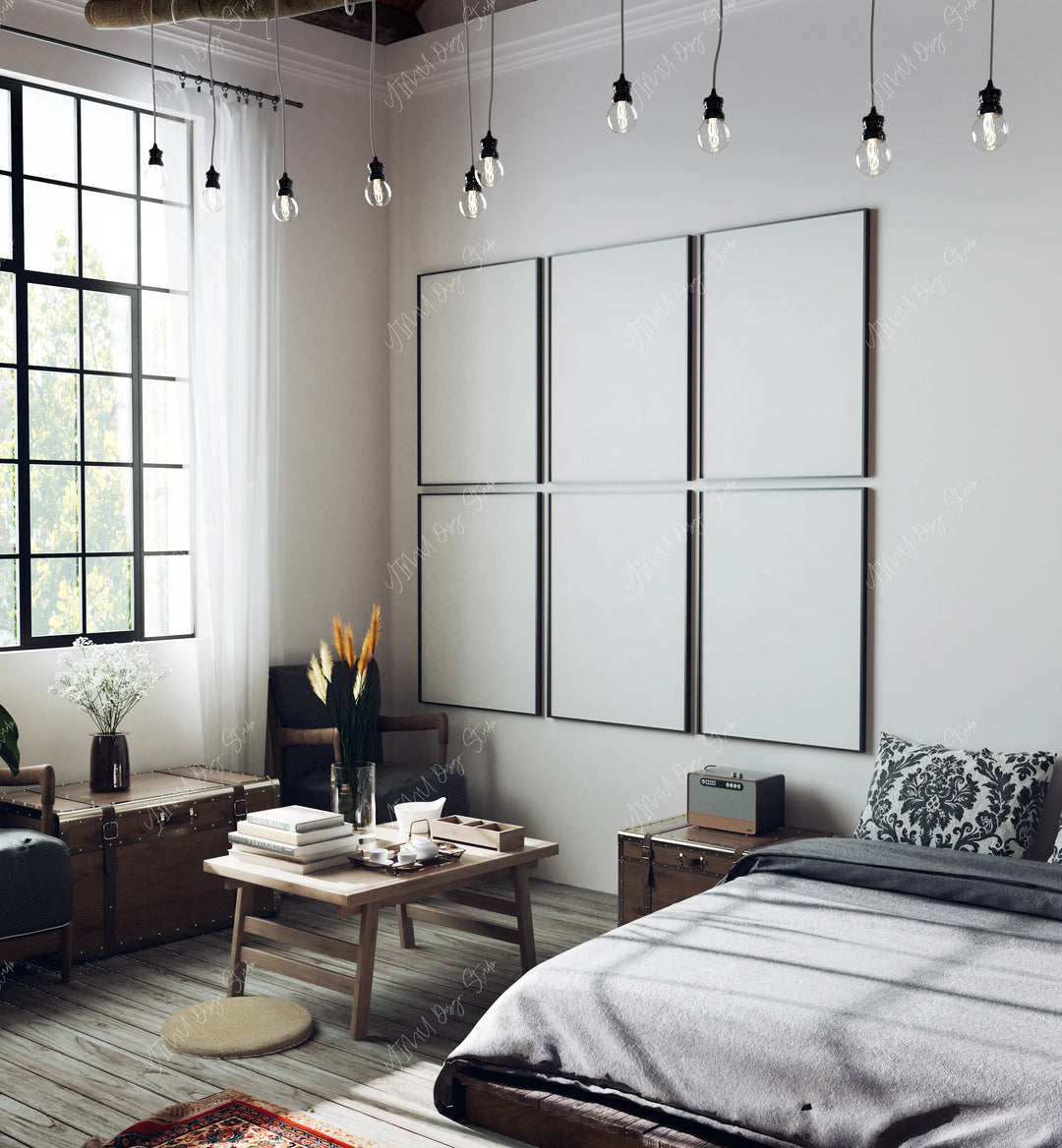 Set of 6 Black Gallery Frame Mockups - 3x4 Ratio - preview 5