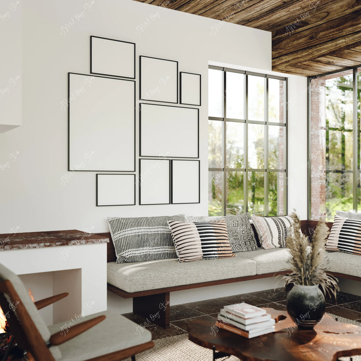 Set of 8 Black Gallery Frame Mockups - 3x4 Ratio - preview 3