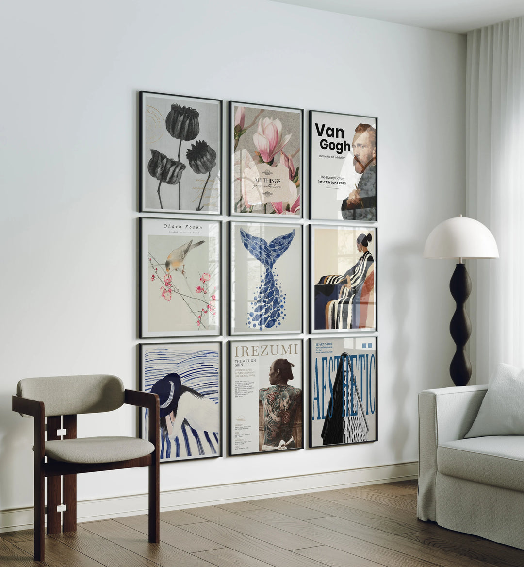Set of 9 Black Gallery Wall Frame Mockups - 3x4 Ratio - preview 1