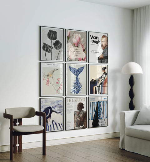 Set of 9 Black Gallery Wall Frame Mockups - 3x4 Ratio - preview 1
