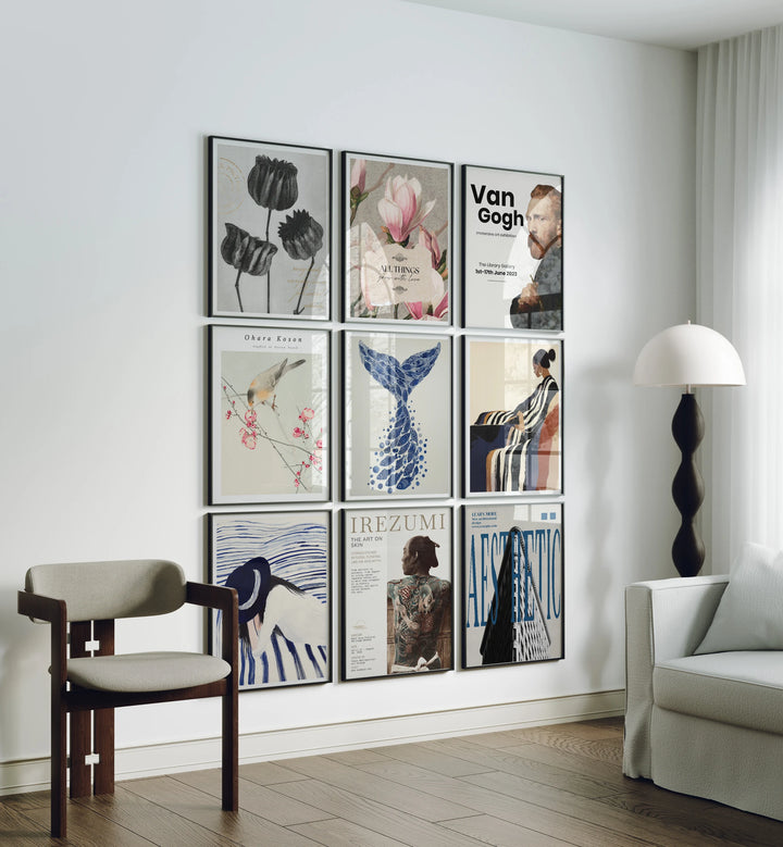 Set of 9 Black Gallery Wall Frame Mockups - 3x4 Ratio - preview 1