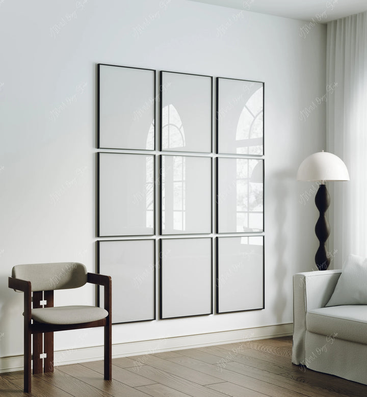 Set of 9 Black Gallery Wall Frame Mockups - 3x4 Ratio - preview 2