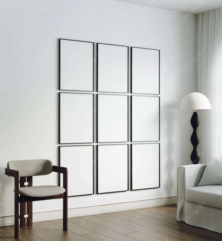 Set of 9 Black Gallery Wall Frame Mockups - 3x4 Ratio - preview 3