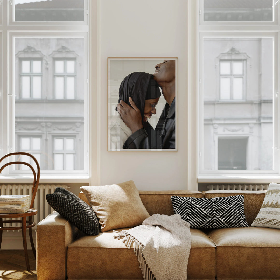Thin Wood Frame Mockup in Modern Living Room - 3x4 Ratio - preview 1