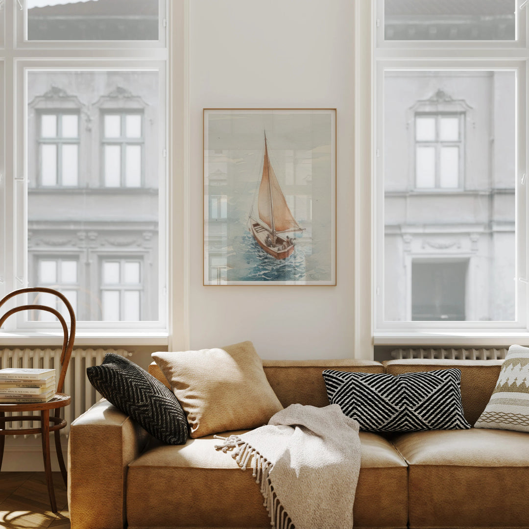 Thin Wood Frame Mockup in Modern Living Room - 3x4 Ratio - preview 4