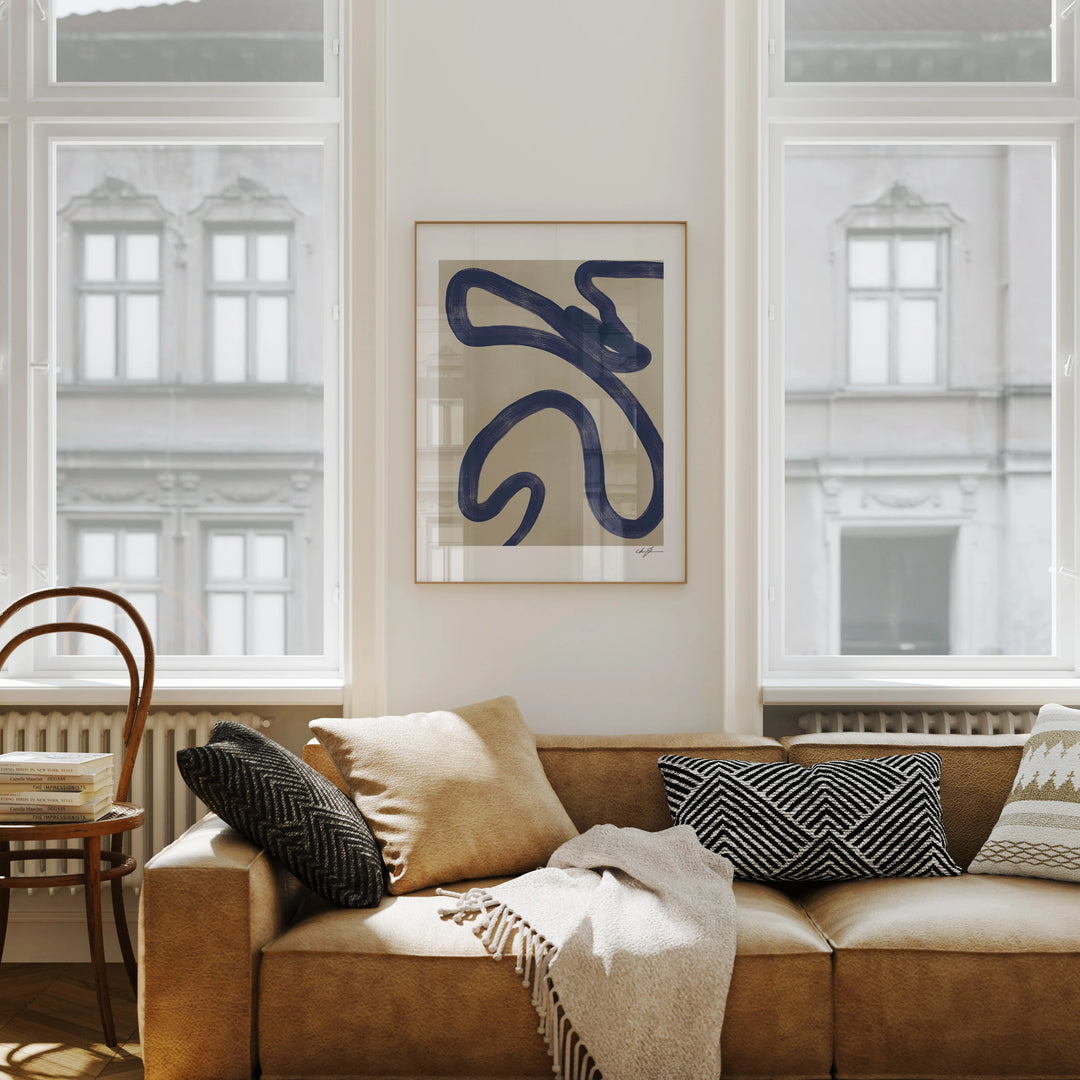 Thin Wood Frame Mockup in Modern Living Room - 3x4 Ratio - preview 5