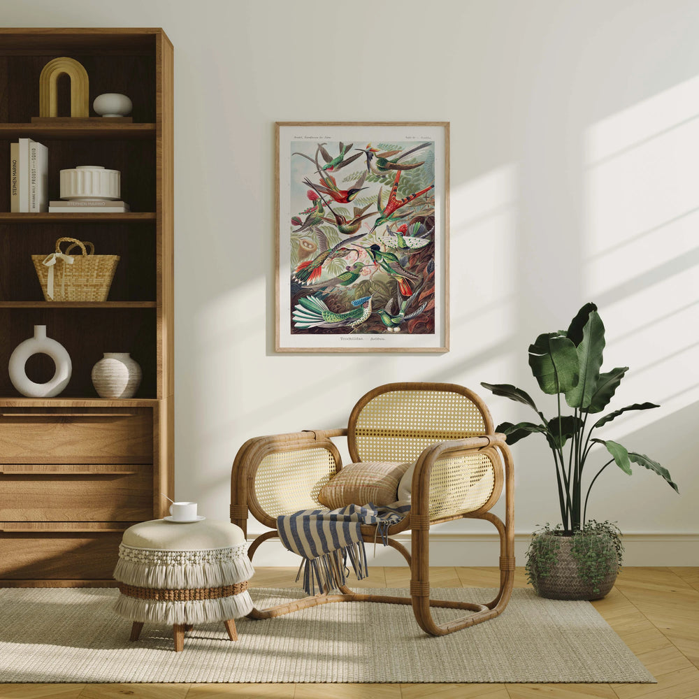 Vertical Wood Frame Mockup in Boho Reading Room - 3x4 Ratio - preview 2