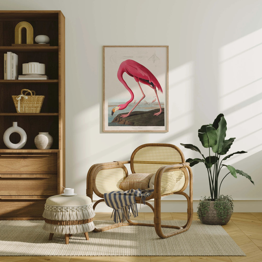 Vertical Wood Frame Mockup in Boho Reading Room - 3x4 Ratio - preview 3