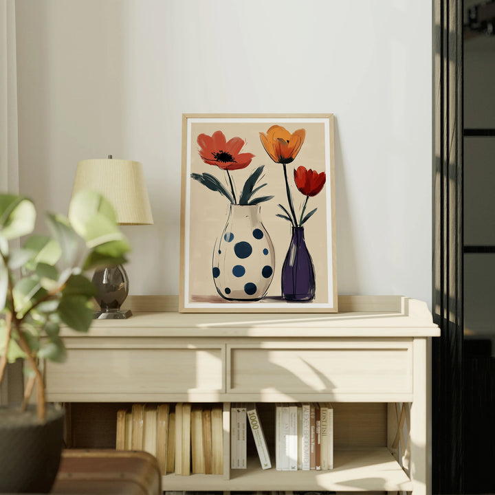 Vertical Wood Frame Mockup on Sunlit Console - 3x4 Ratio - preview 2