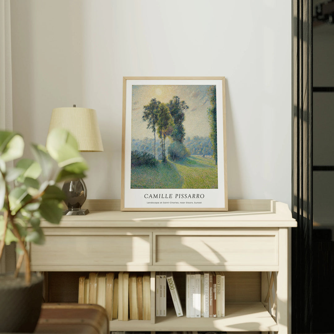 Vertical Wood Frame Mockup on Sunlit Console - 3x4 Ratio - preview 4