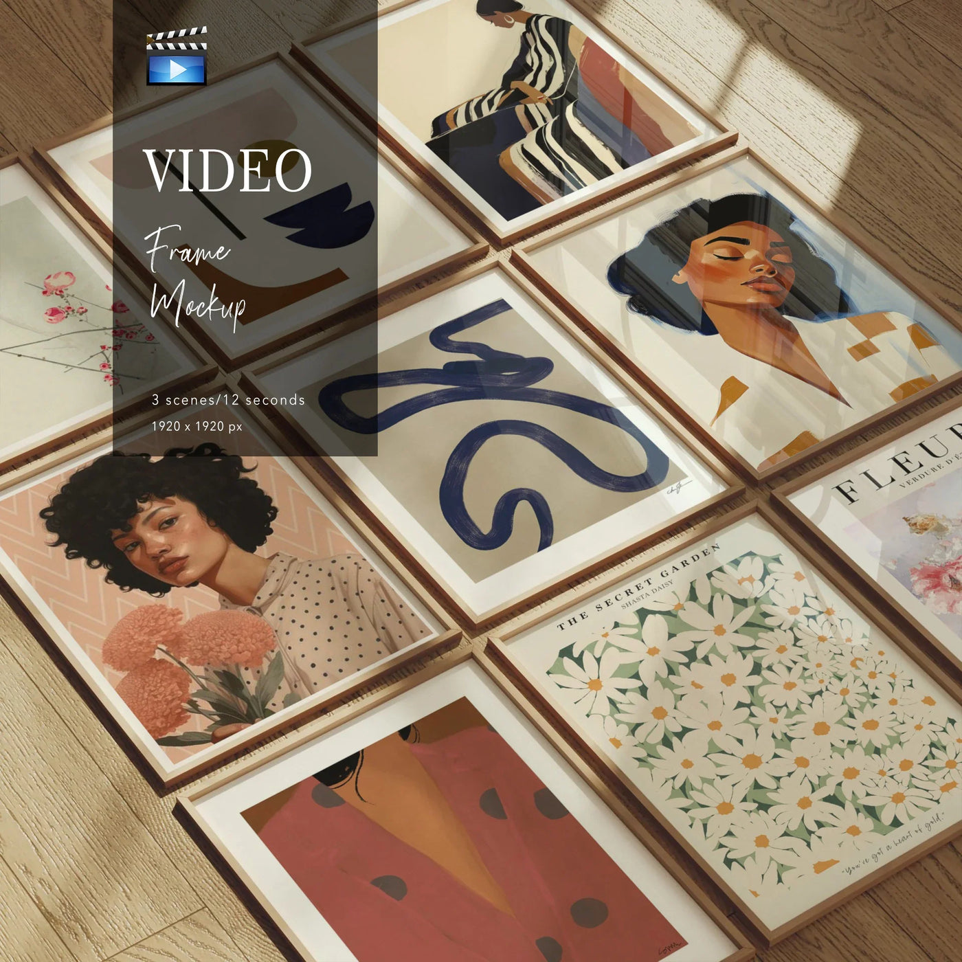 Animated Video Frame Set Mockup | Vertical 3x4 Ratio | 3 Scenes Gallery Mockup Video Mobile