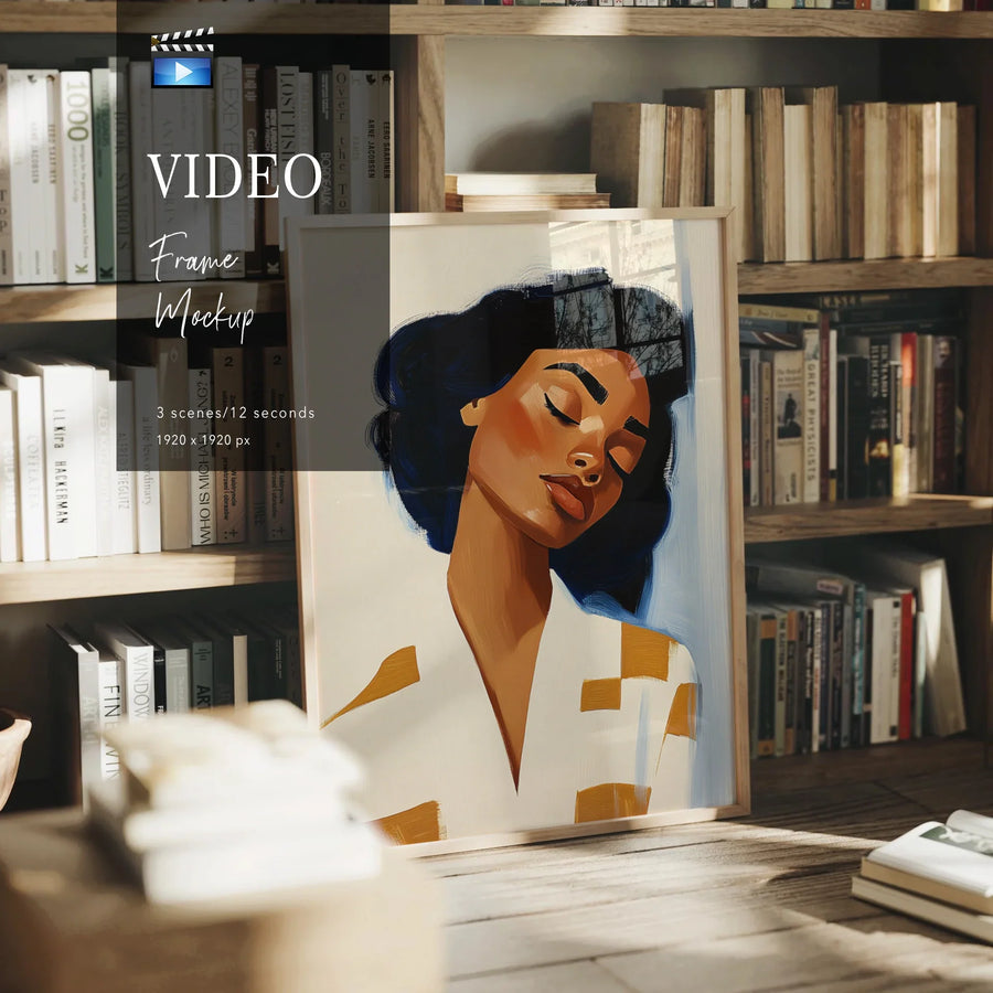Animated Video Frame Mockup | Vertical 5x7 Ratio | 3 Scenes Interior Mockup Video