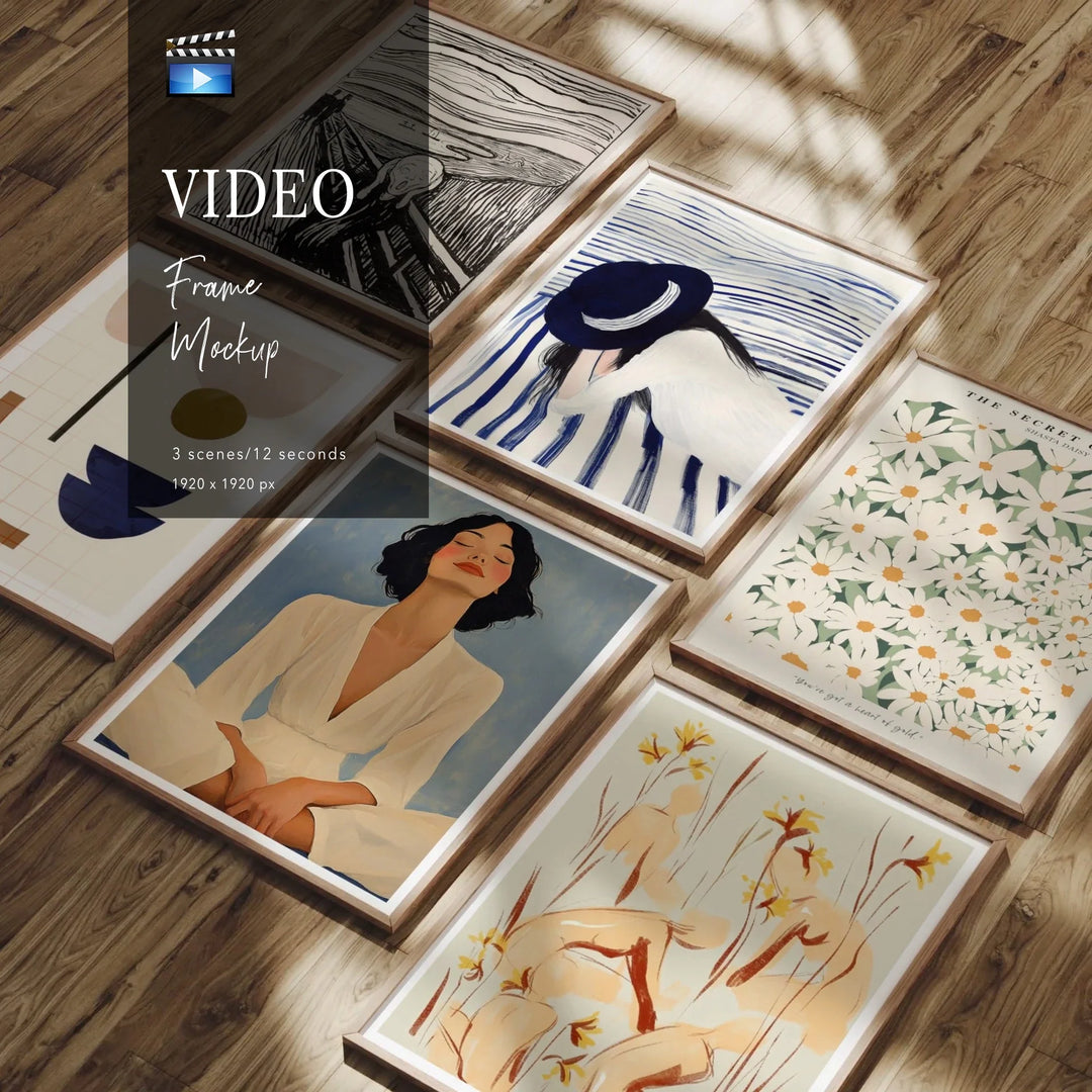 Animated Video Frame Set Mockup | Vertical 3x4 Ratio | 3 Scenes Gallery Mockup Video