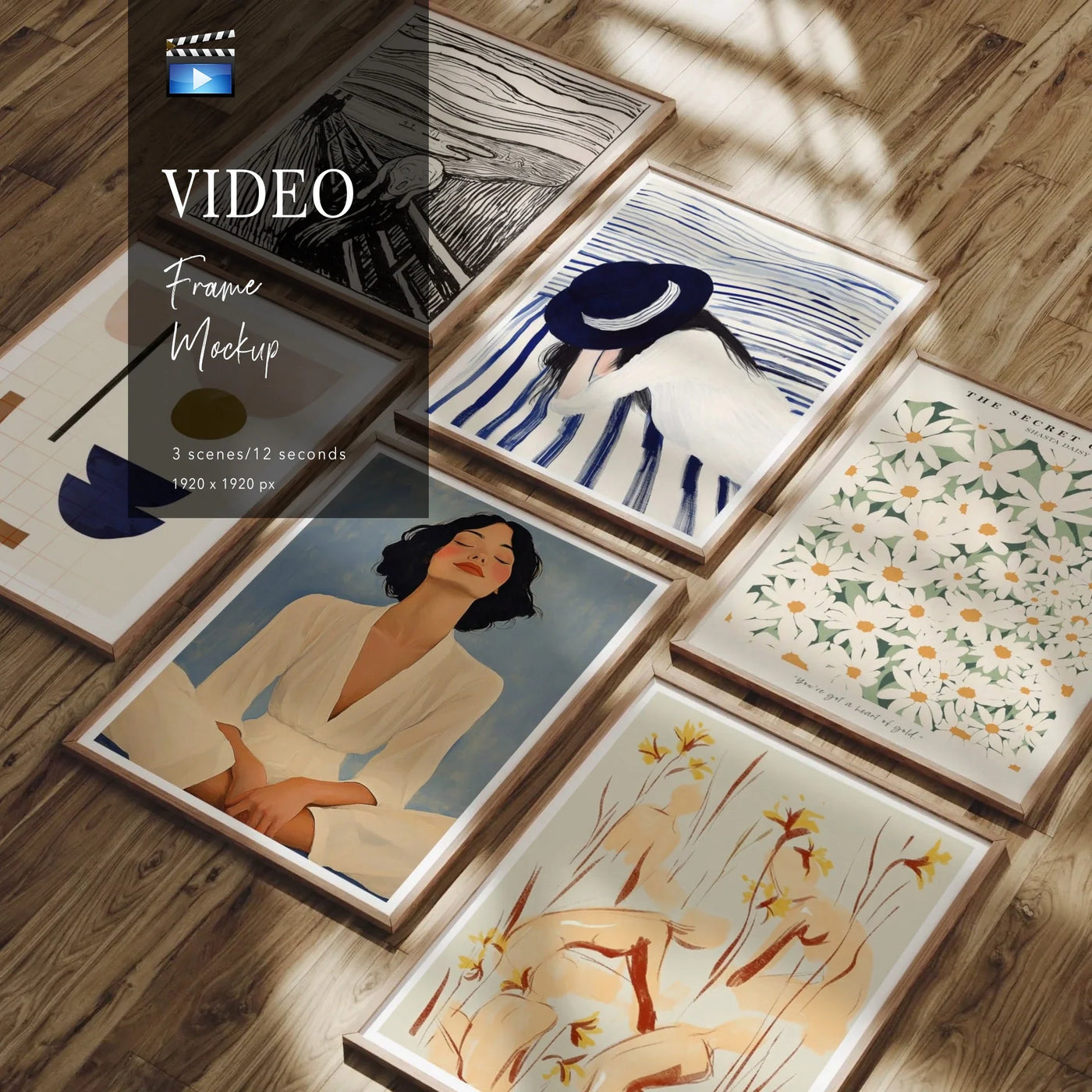 Animated Video Frame Set Mockup | Vertical 3x4 Ratio | 3 Scenes Gallery Mockup Video