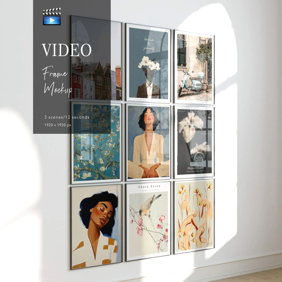 Animated Video Black Frame Set Mockup | Vertical 3x4 Ratio