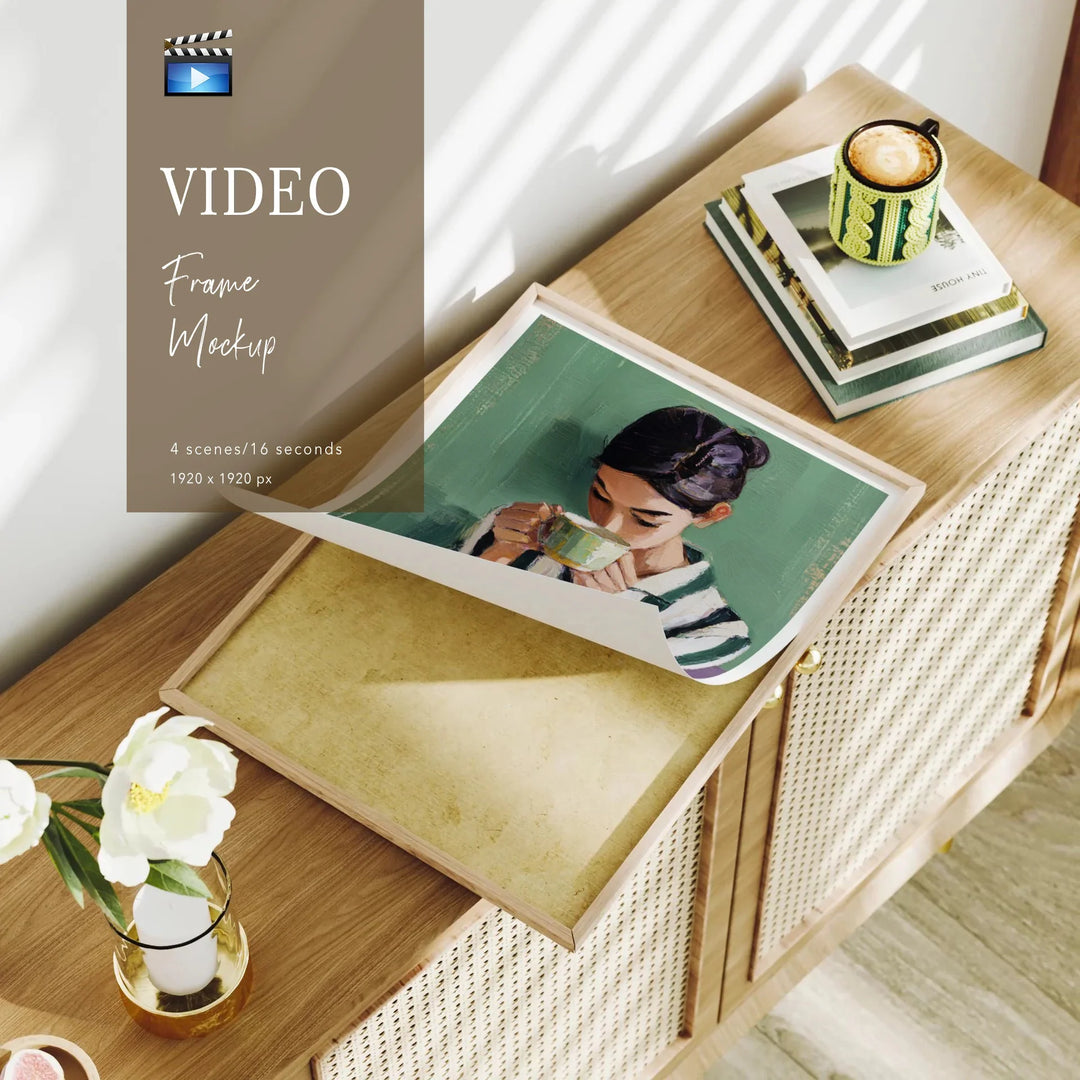 Animated Video Frame Mockup | Vertical 3x4 Ratio Frame | 4 Scenes Art Mockup Video Mobile | Wall Art Video Mockup | Digtal Templates