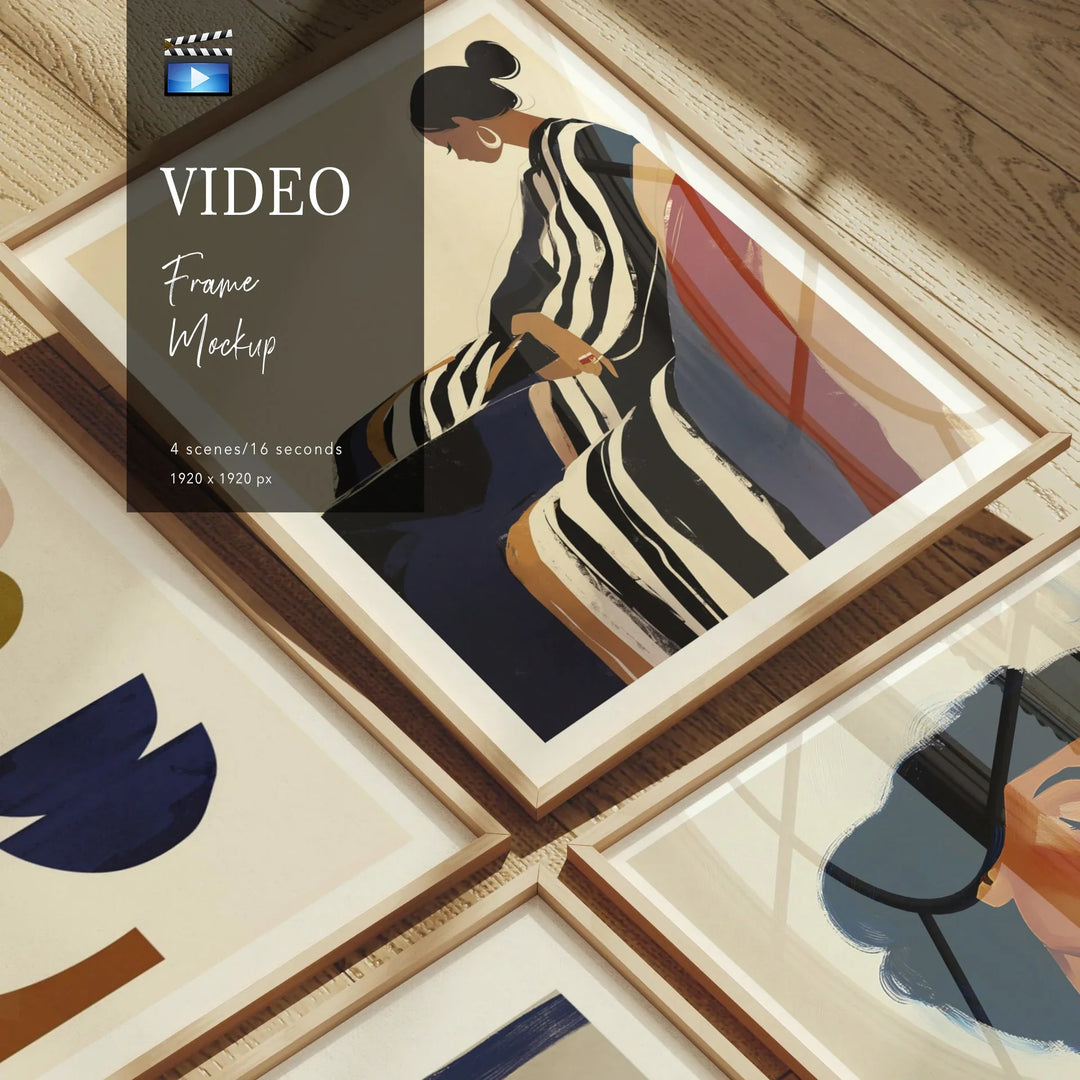 Animated Video Frame Set Mockup | Vertical 3x4 Ratio | 4 Scenes Gallery Mockup Video Template | Multiple Frames | Minimalist Design