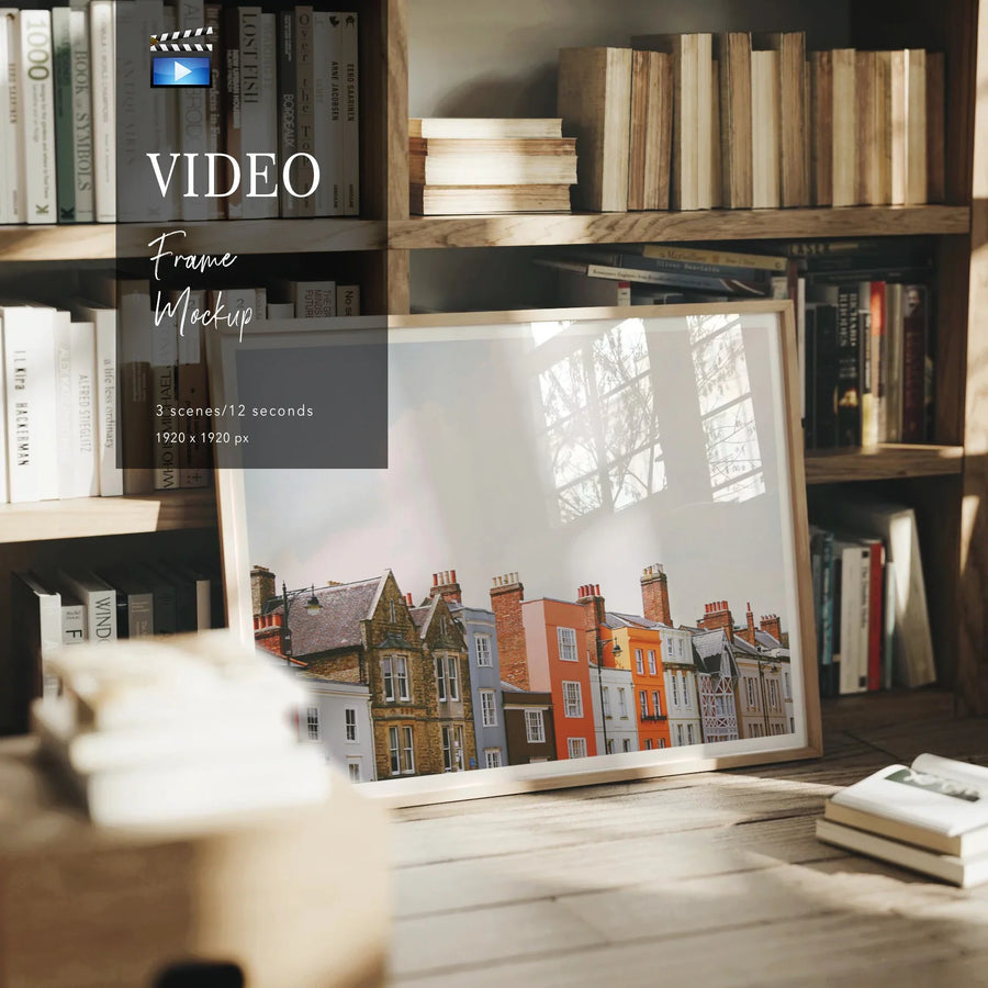 Animated Video Frame Mockup | Horizontal 4x3 Ratio | 3 Scenes Interior Mockup Video | Landscape Frame Video Template | Aesthetic Design