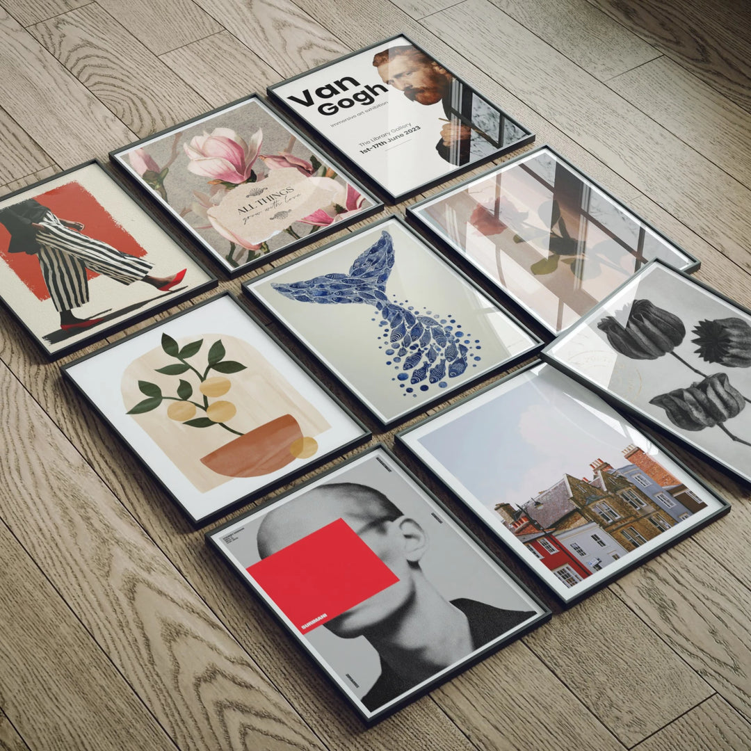 Animated Video Black Frame Set Mockup | Vertical 3x4 Ratio | 4 Scenes Gallery Mockup Video