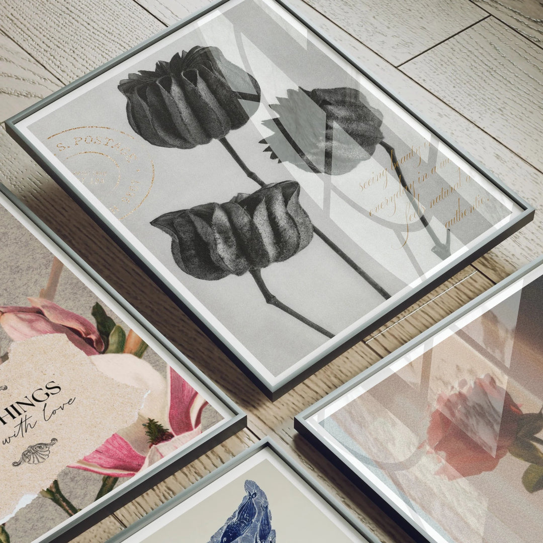 Animated Video Black Frame Set Mockup | Vertical 3x4 Ratio | 4 Scenes Gallery Mockup Video