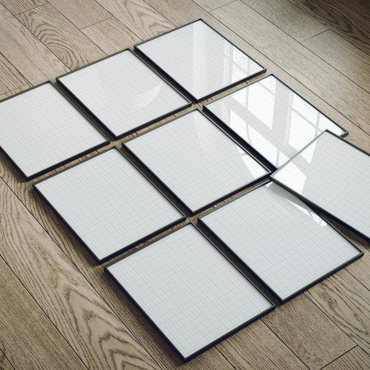 Animated Video Black Frame Set Mockup | Vertical 3x4 Ratio | 4 Scenes Gallery Mockup Video