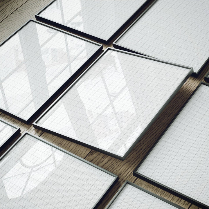Animated Video Black Frame Set Mockup | Vertical 3x4 Ratio | 4 Scenes Gallery Mockup Video
