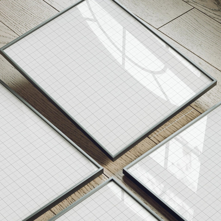 Animated Video Black Frame Set Mockup | Vertical 3x4 Ratio | 4 Scenes Gallery Mockup Video