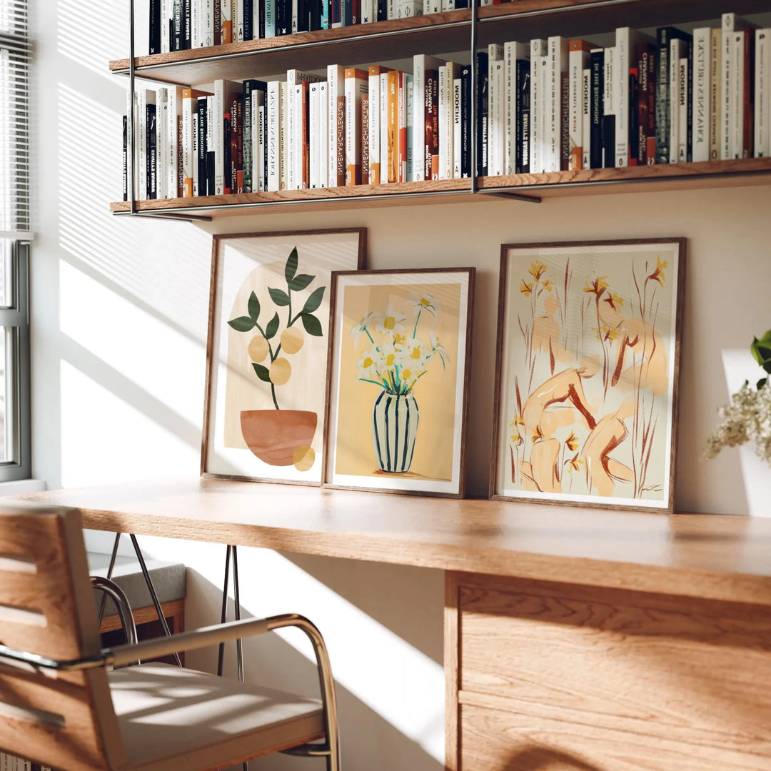 Animated 3 Wood Frame Mockup on Desk (Video Template)