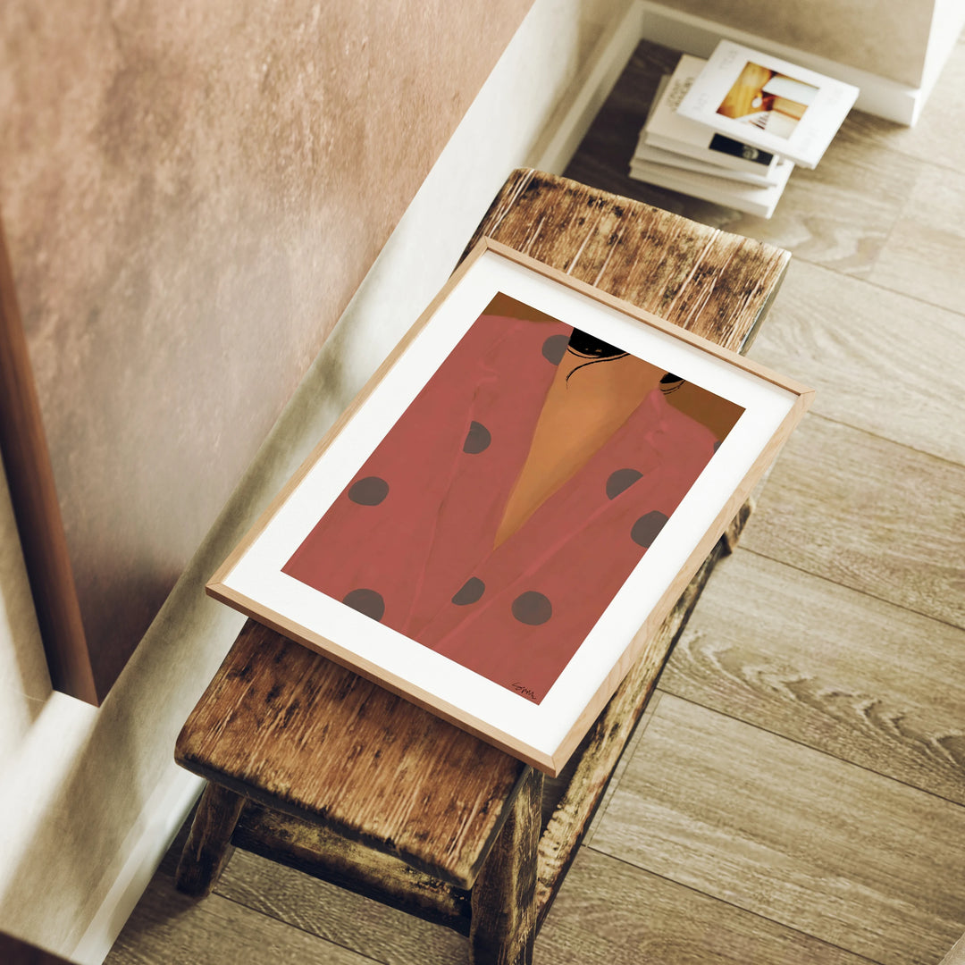Wood Frame Mockup, Living Room Art, 3x4 Ratio Poster Template (Digital Download)