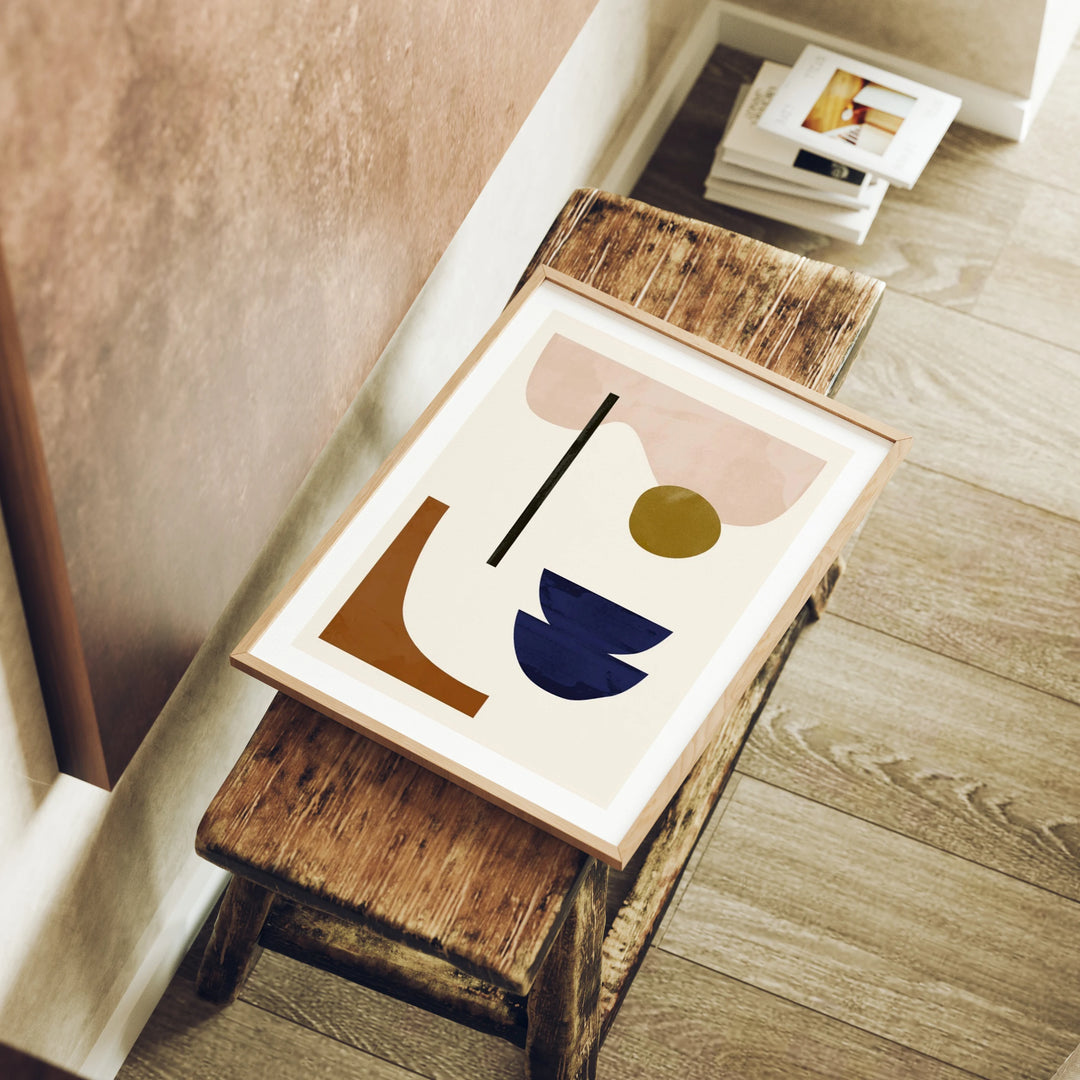Wood Frame Mockup, Living Room Art, 3x4 Ratio Poster Template (Digital Download)