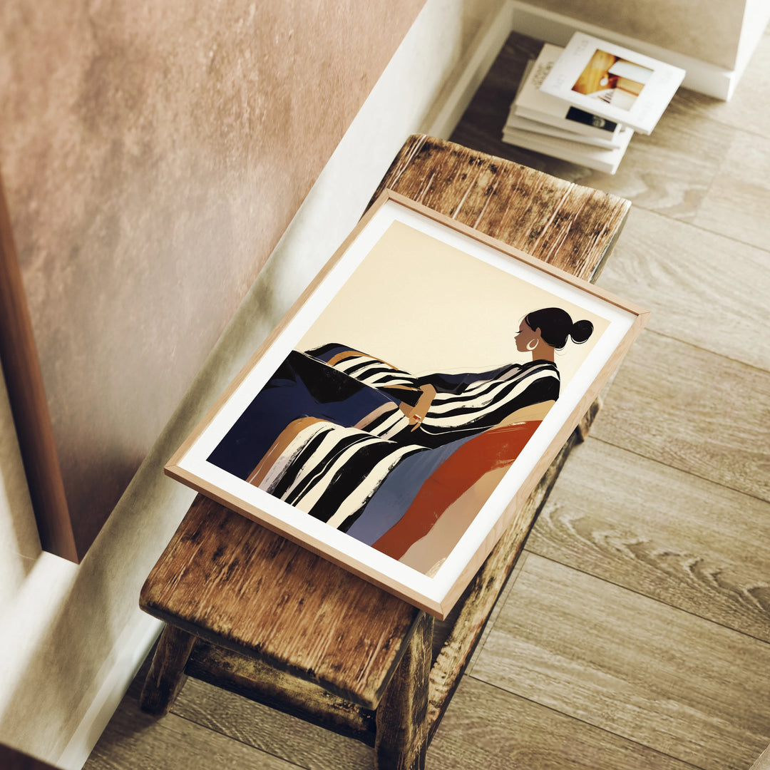 Wood Frame Mockup, Living Room Art, 3x4 Ratio Poster Template (Digital Download)