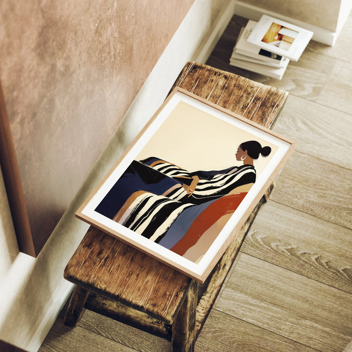 Wood Frame Mockup, Living Room Art, 3x4 Ratio Poster Template (Digital Download)