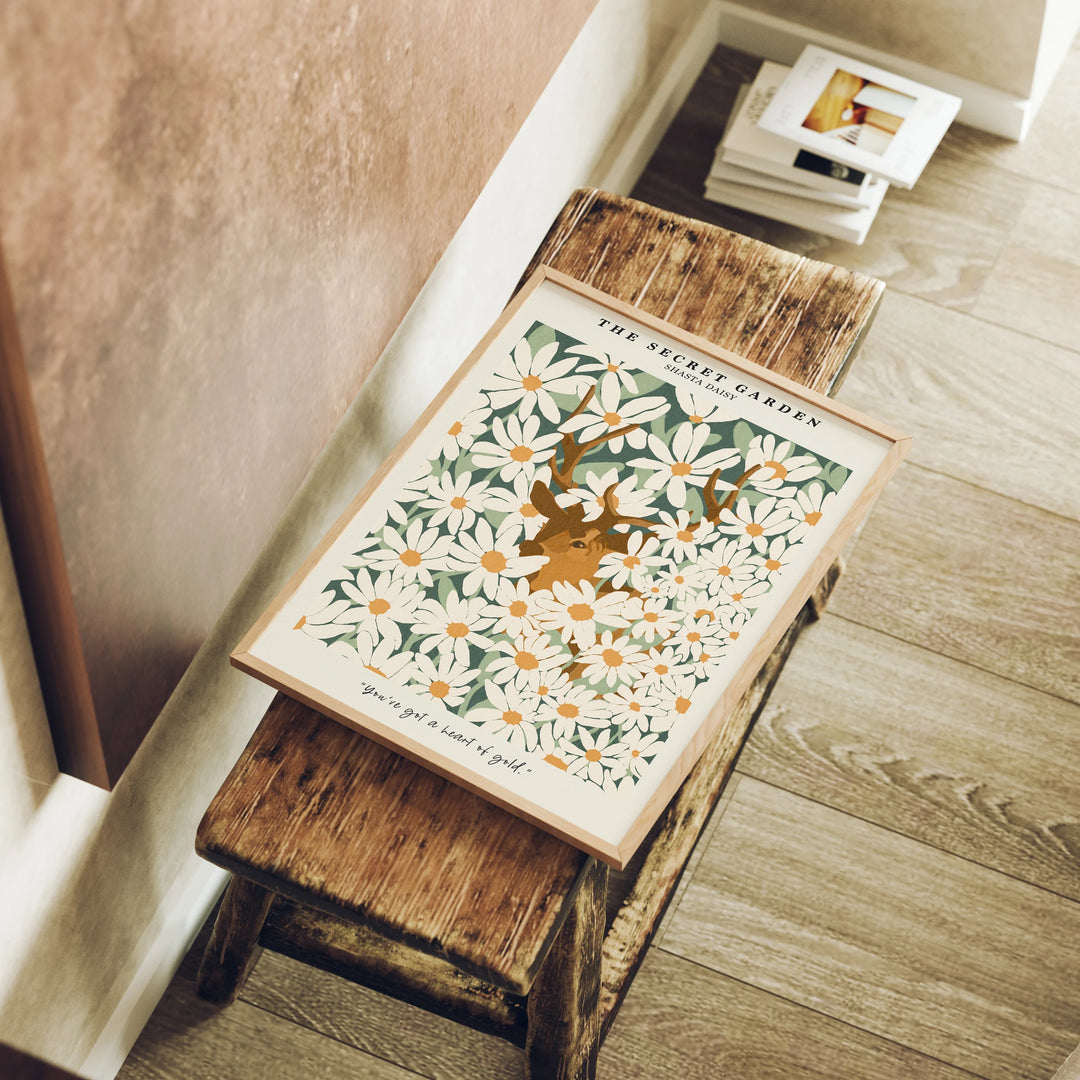 Wood Frame Mockup, Living Room Art, 3x4 Ratio Poster Template (Digital Download)