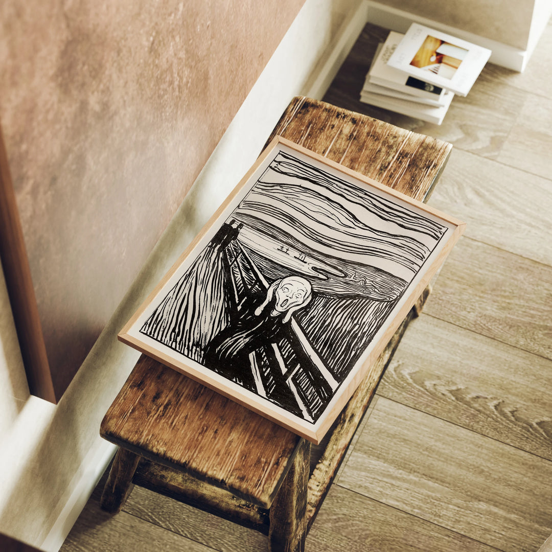 Wood Frame Mockup, Living Room Art, 3x4 Ratio Poster Template (Digital Download)
