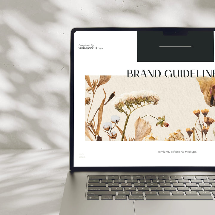 Close up MacBook Mockup PSD, Organic Minimal Laptop Screen Photoshop Template, Smart Object Download - device mockup preview 2