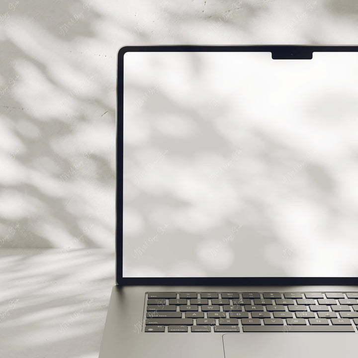 Close up MacBook Mockup PSD, Organic Minimal Laptop Screen Photoshop Template, Smart Object Download - device mockup preview 5